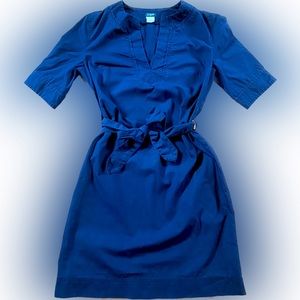 J. Crew V-Neck Short Sleeve Navy Belted Dress-Size 0